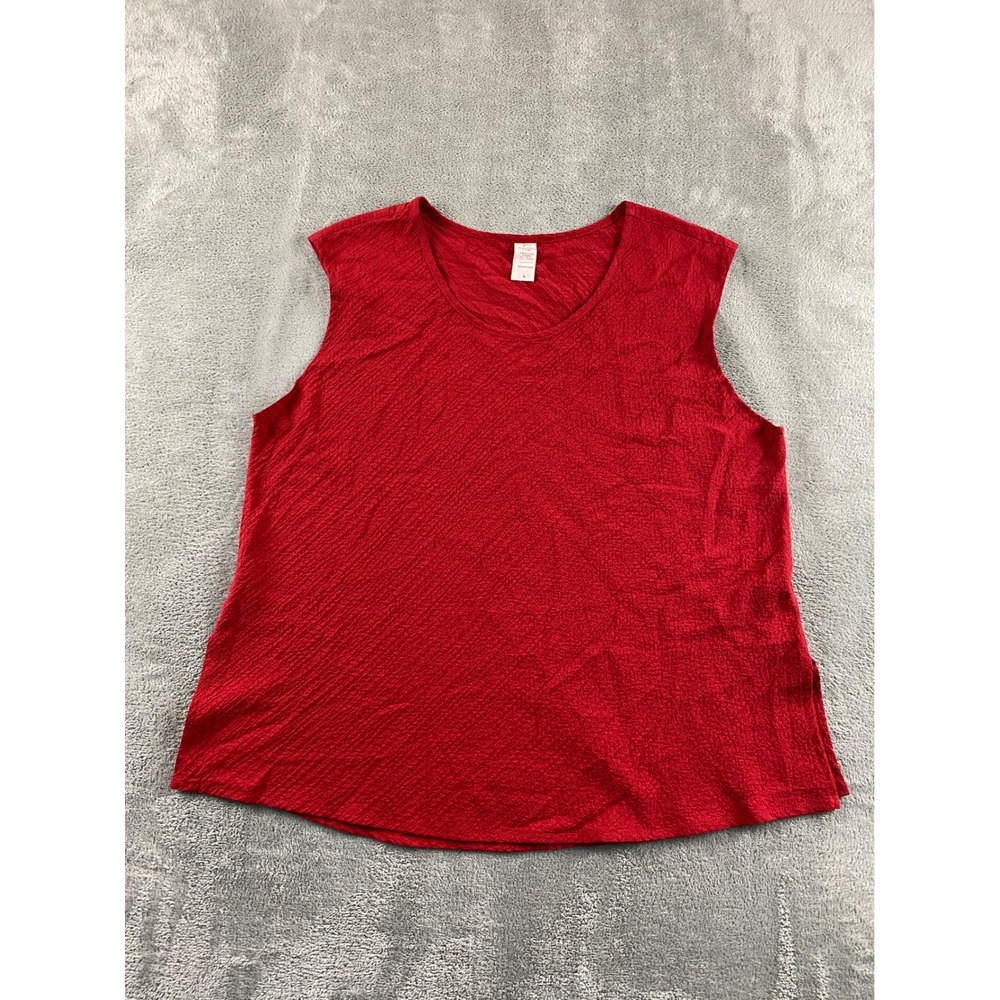 Gumps Womens Red Crinkle Textured Scoop Neck Sleeveless Top Style T8012 XL USA‎